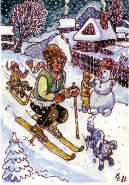Pohľadnica Lyžiar (Zemanovič. Karol)